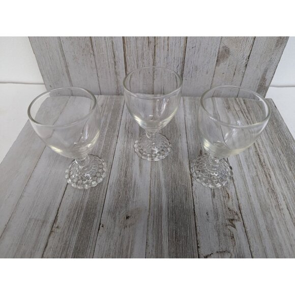 Anchor Hocking Bubble Foot Cordial Juice Glasses 4 1/2" Stemmed Set of 3 - Picture 4 of 4